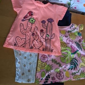 18-24m summer outfit bundle 4pc dip Carter's cactus shirts leggings pink fruit